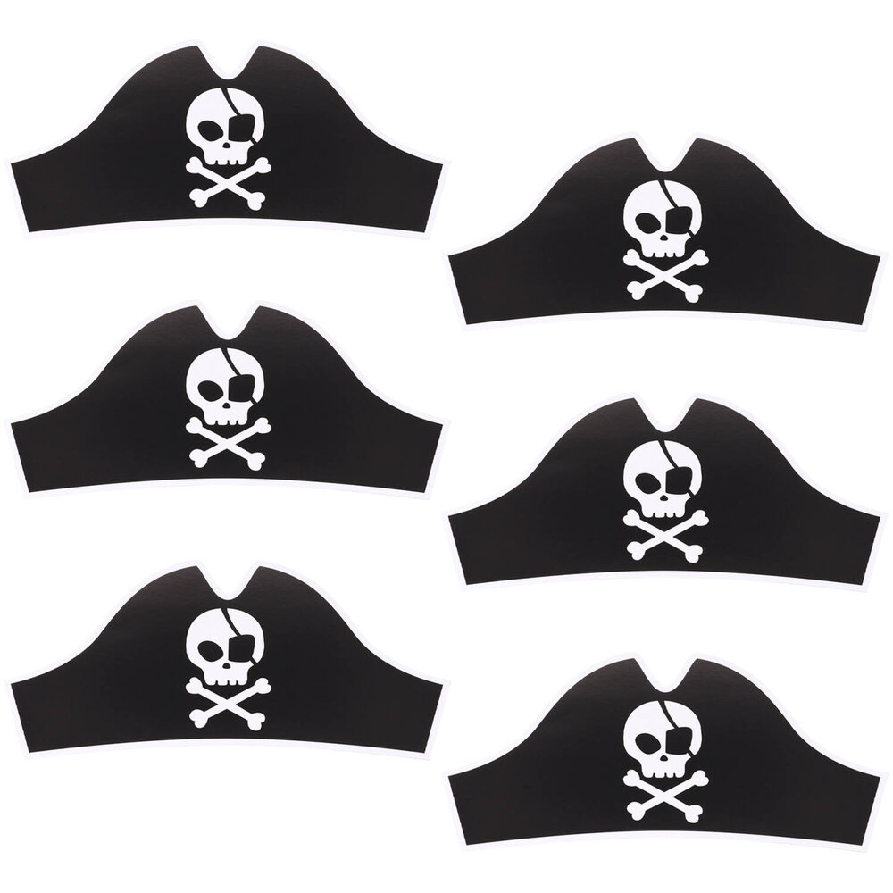Folat Chapeaux de pirate pour fête de pirates 33,5 x 15 cm | 6 pièces