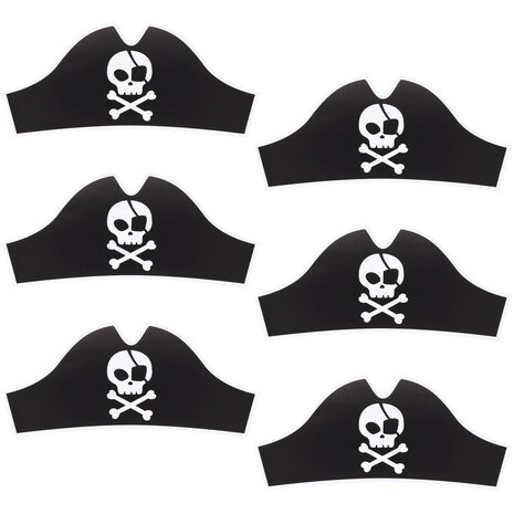 Folat Chapeaux de pirate pour fête de pirates 33,5 x 15 cm | 6 pièces