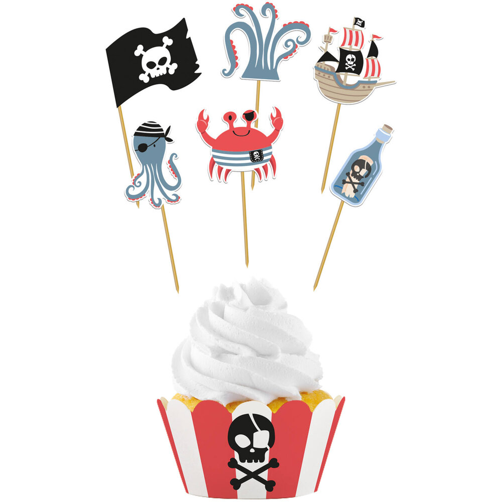 Folat Kit de décoration pour cupcakes sur le thème des pirates | 6 pièces