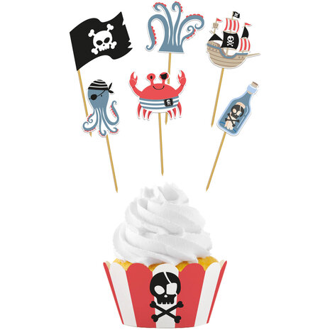 Folat Kit de décoration pour cupcakes sur le thème des pirates | 6 pièces