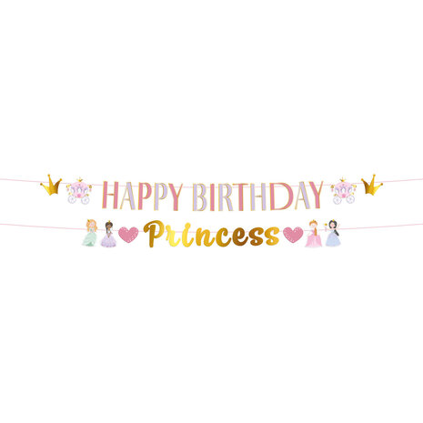 Folat Pretty Princess Happy Birthday Letterslinger 1,5mtr | 2-delig Folat Pretty Princess Happy Birthday Letterslinger 1,5mtr | 2-delig