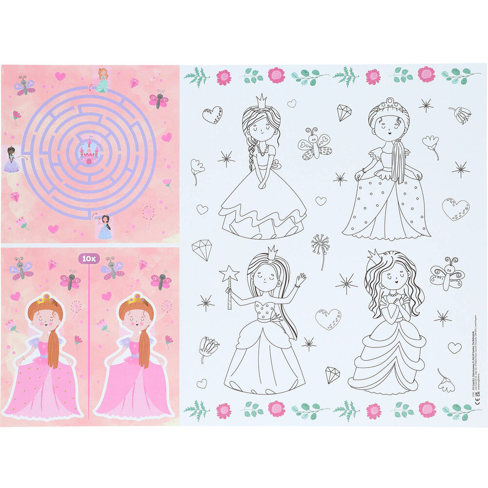 Folat Pretty Princess Placemats Kleurplaten | 6 stuks Folat Pretty Princess Placemats Kleurplaten | 6 stuks