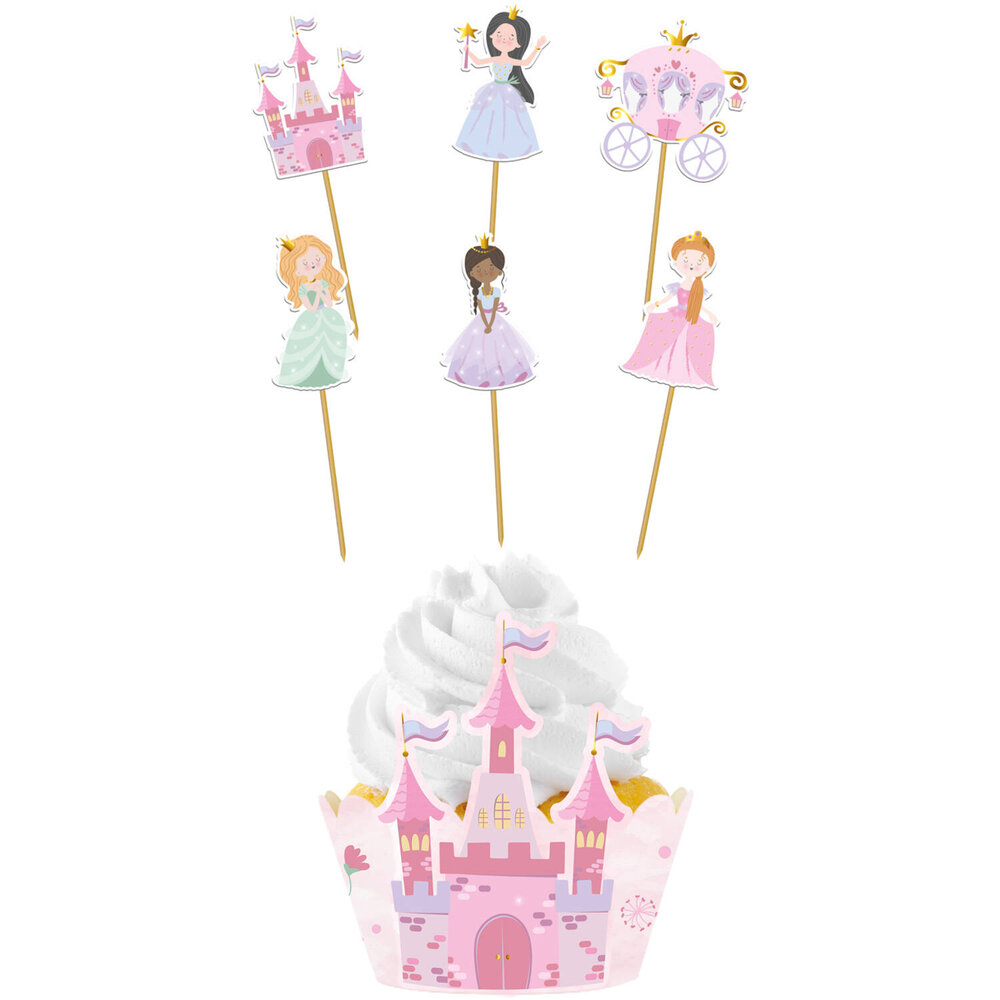 Folat Pretty Princess Cupcake Decoratie Set | 6 stuks Folat Pretty Princess Cupcake Decoratie Set | 6 stuks