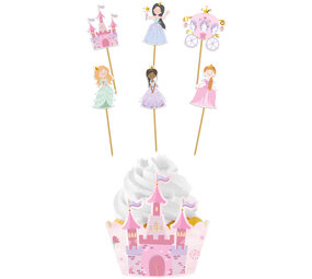 Folat Pretty Princess Cupcake Decoratie Set | 6 stuks Folat Pretty Princess Cupcake Decoratie Set | 6 stuks