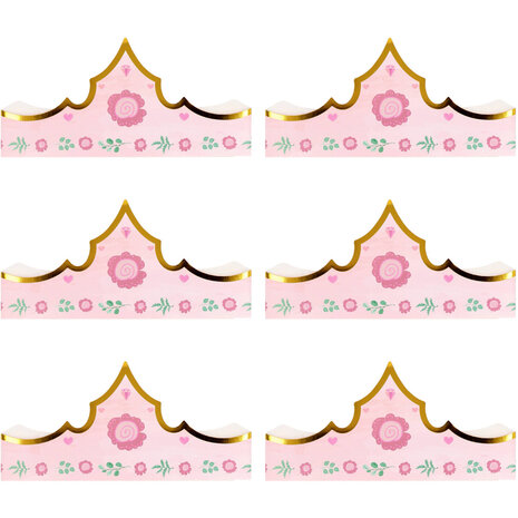 Folat Pretty Princess Prinsessen Kroontjes 10x60cm | 6 stuks Folat Pretty Princess Prinsessen Kroontjes 10x60cm | 6 stuks