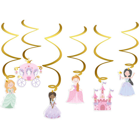 Folat Décoration suspendue « Jolie princesse » en spirales 60 cm | 6 pièces
