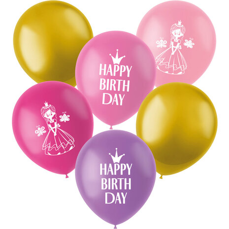 Folat Pretty Princess Ballonnen 33cm | 6 stuks Folat Pretty Princess Ballonnen 33cm | 6 stuks