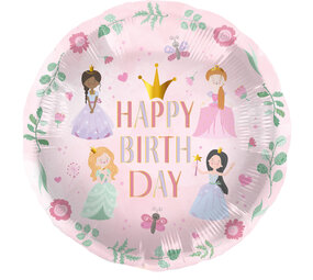 Folat Hübscher Prinzessinnen-Folienballon „Alles Gute zum Geburtstag“, 45 cm | pro Stück