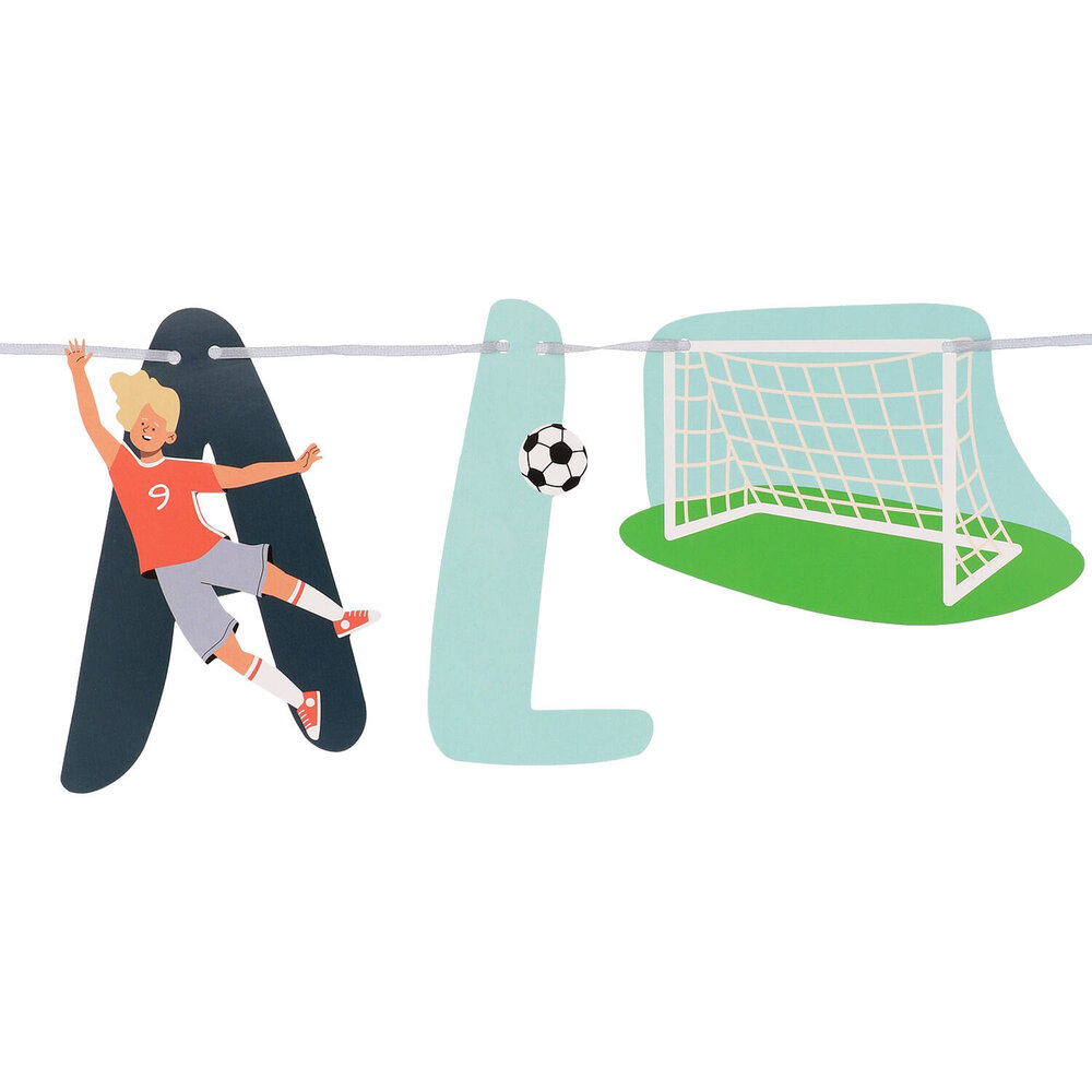 Folat Guirlande de lettres « Joyeux anniversaire » sur le thème du football, 1,5 m | 2 pièces