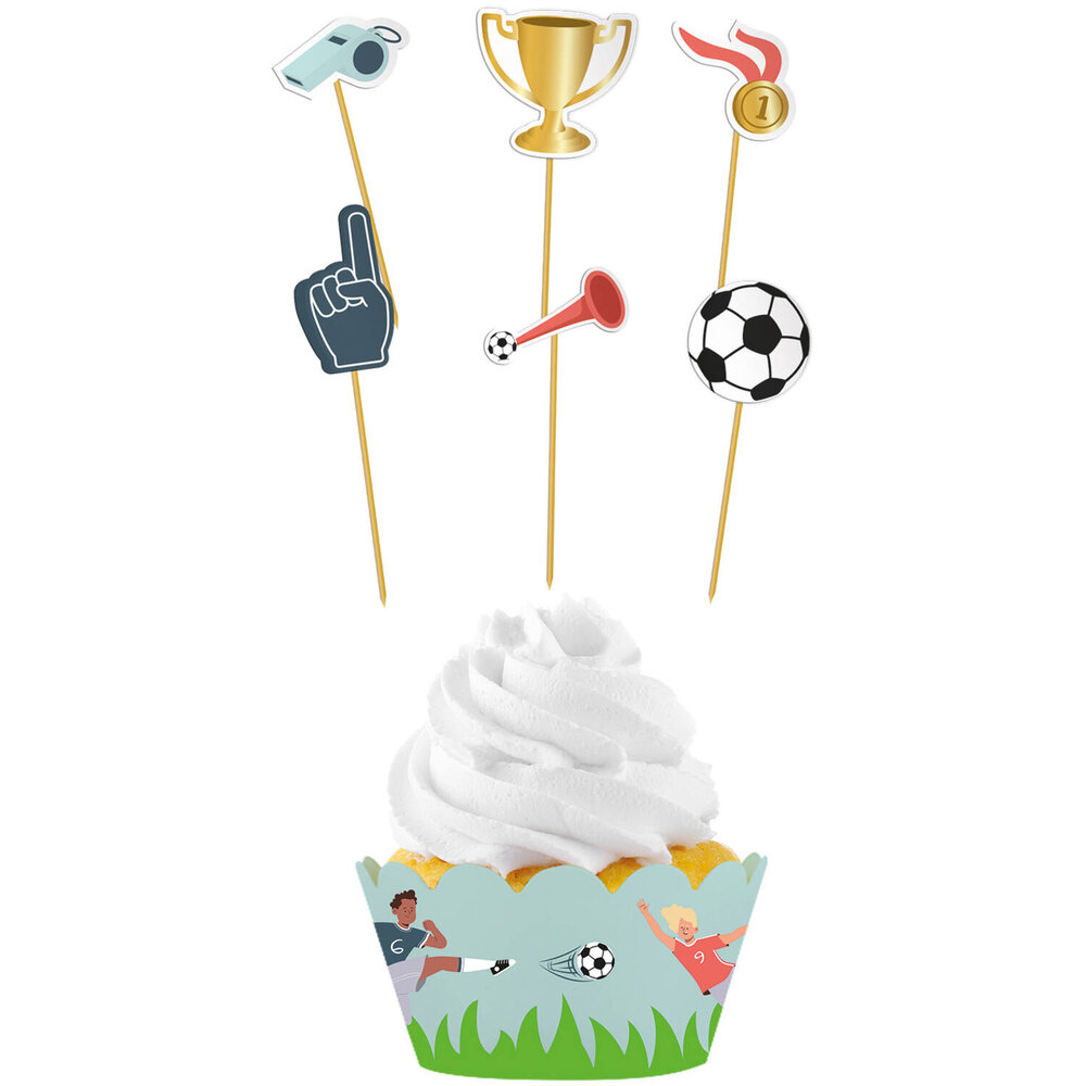 Folat Fantastisches Fußball-Cupcake-Dekorationsset | 6-teilig