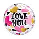 Qualatex Ballon bulle « Je t'aime » avec cœurs 56 cm | à l'unité