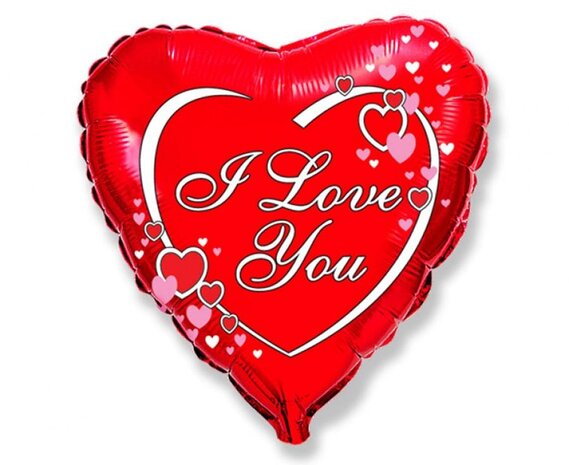 Qualatex Ballon en aluminium en forme de cœur « Je t'aime » 45 cm | à l'unité