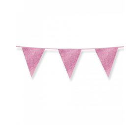 Paper Dreams Glitzernde rosa Flaggengirlande 16x20cm | 6 Meter