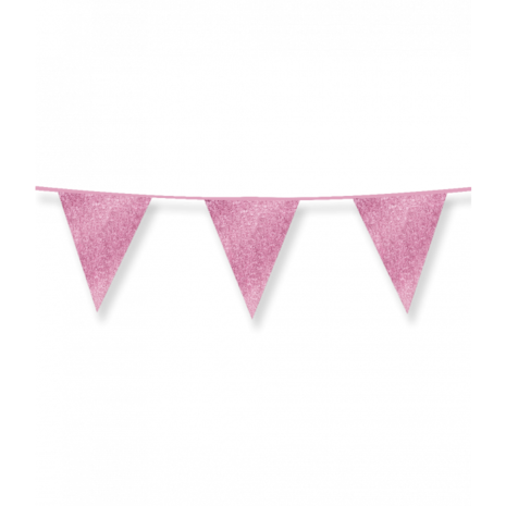 Paper Dreams Glitzernde rosa Flaggengirlande 16x20cm | 6 Meter