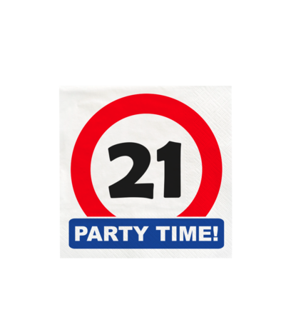 Paper Dreams Traffic Sign 21 Years Party Time Napkins 33x33cm | 16 pieces