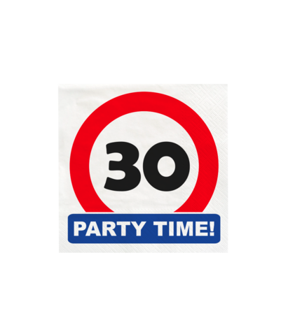 Paper Dreams Verkeersbord 30 jaar Party Time Servetten 33x33cm | 16 stuks Paper Dreams Verkeersbord 30 jaar Party Time Servetten 33x33cm | 16 stuks