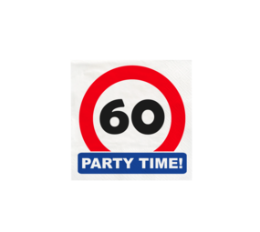 Paper Dreams Verkeersbord 60 jaar Party Time Servetten 33x33cm | 16 stuks
