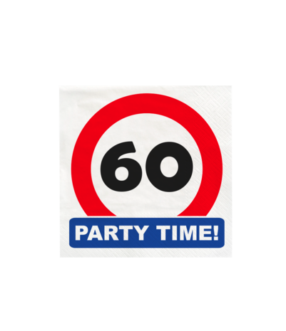 Paper Dreams Servietten „Verkehrsschild 60 Jahre Party“ 33x33cm | 16 Stück