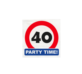 Paper Dreams Verkeersbord 40 jaar Party Time Servetten 33x33cm | 16 stuks Paper Dreams Verkeersbord 40 jaar Party Time Servetten 33x33cm | 16 stuks