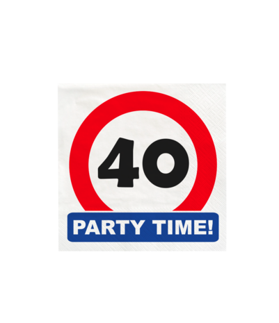 Paper Dreams Serviettes de table « 40 ans de fête » motif panneau de signalisation 33 x 33 cm | 16 pièces