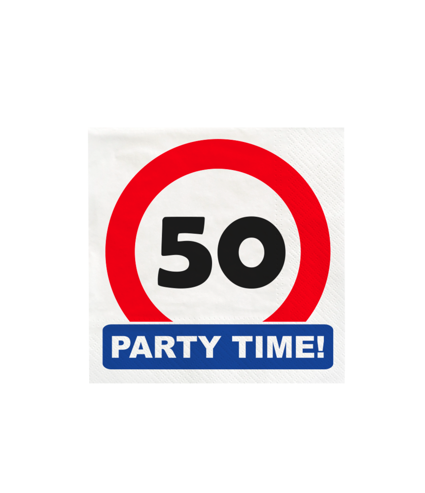 Paper Dreams Verkeersbord 50 jaar Party Time Servetten 33x33cm | 16 stuks Paper Dreams Verkeersbord 50 jaar Party Time Servetten 33x33cm | 16 stuks