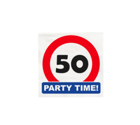 Paper Dreams Verkeersbord 50 jaar Party Time Servetten 33x33cm | 16 stuks Paper Dreams Verkeersbord 50 jaar Party Time Servetten 33x33cm | 16 stuks