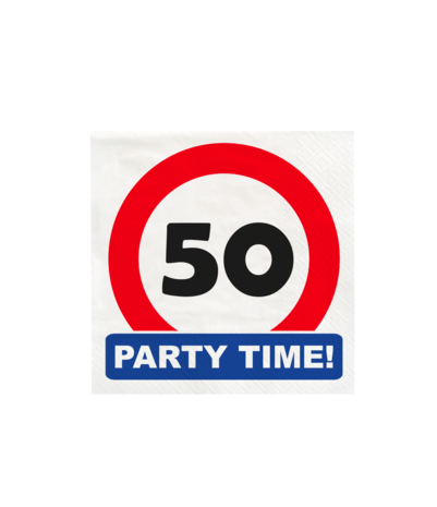 Paper Dreams Verkeersbord 50 jaar Party Time Servetten 33x33cm | 16 stuks Paper Dreams Verkeersbord 50 jaar Party Time Servetten 33x33cm | 16 stuks