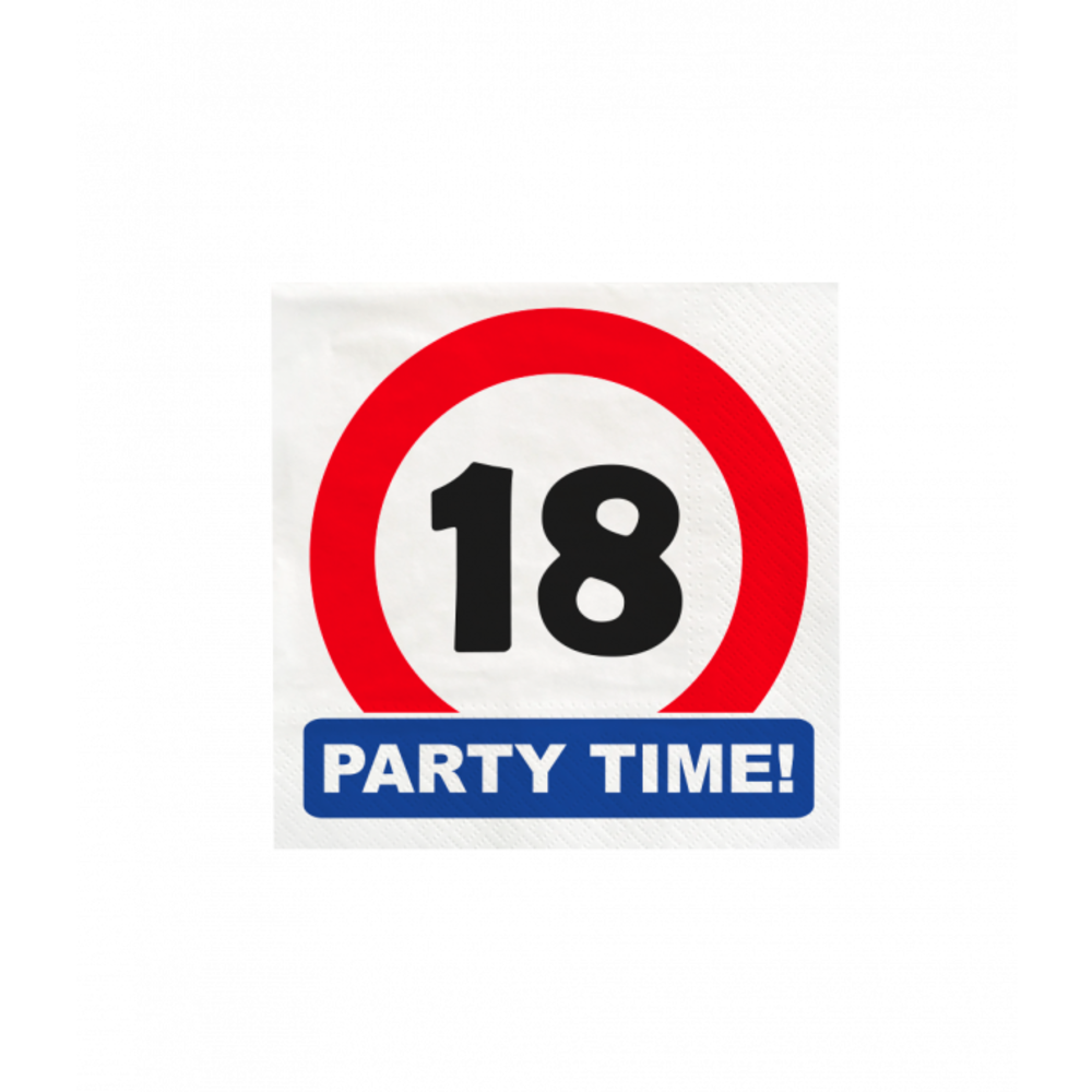 Paper Dreams Traffic Sign 18 Years Party Time Napkins 33x33cm | 16 pieces Paper Dreams Traffic Sign 18 Years Party Time Napkins 33x33cm | 16 pieces