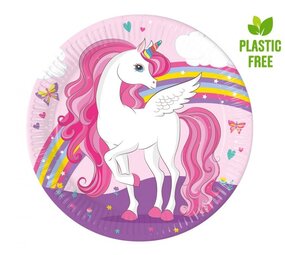 Procos Party Teller mit Einhorn-Regenbogenmotiv, 23 cm | 8 Stück