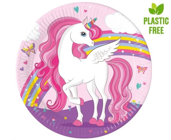 Procos Party Assiettes Licorne Couleurs Arc-en-ciel 23 cm | 8 pièces