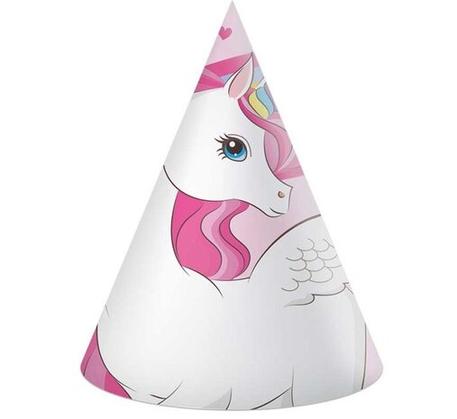 Procos Party Chapeaux de fête licorne aux couleurs de l'arc-en-ciel | 6 pièces