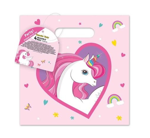 Procos Party Sachets cadeaux Licorne Arc-en-ciel 22x22cm | 4 pièces