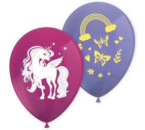 Procos Party Einhorn-Regenbogenfarben-Luftballons, 23 cm | 8 Stück