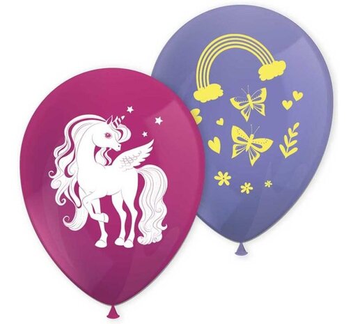 Procos Party Einhorn-Regenbogenfarben-Luftballons, 23 cm | 8 Stück