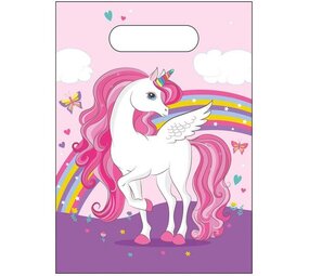 Procos Party Einhorn-Partytüten in Regenbogenfarben, 22 cm | 6 Stück