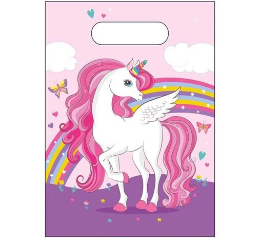 Procos Party Einhorn-Partytüten in Regenbogenfarben, 22 cm | 6 Stück