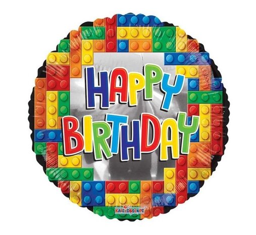 Kaleidoscope Lego Happy Birthday Foil Balloon 45cm | per piece