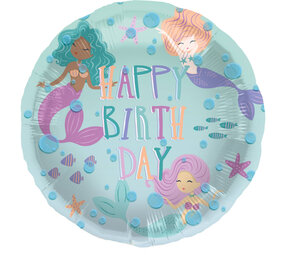 Folat Meerjungfrauen-Zauber-Folienballon „Alles Gute zum Geburtstag“, 45 cm | pro Stück