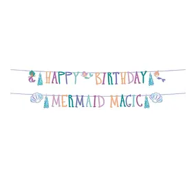 Folat Guirlande de lettres « Joyeux anniversaire » Sirène Magique 1,5 m | 2 pièces