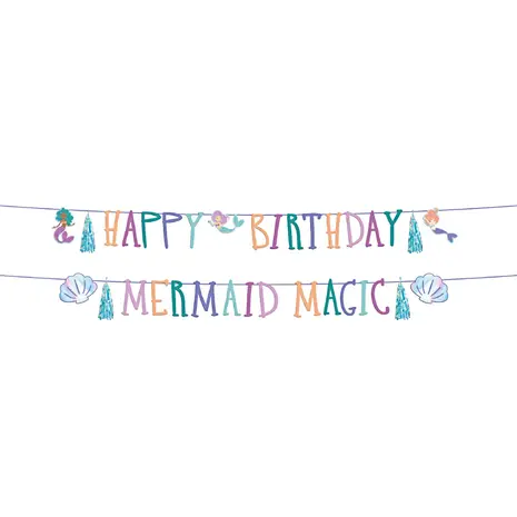Folat Meerjungfrauen-Zauber-Buchstabengirlande „Happy Birthday“, 1,5 m | 2-teilig