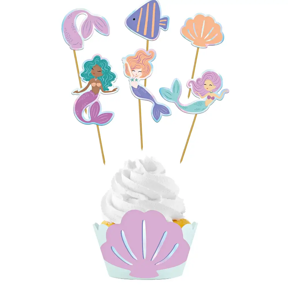 Folat Mermaid Magic Cupcake Decoratie Set | 6 stuks Folat Mermaid Magic Cupcake Decoratie Set | 6 stuks