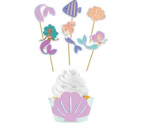Folat Ensemble de décorations pour cupcakes Sirène Magique | 6 pièces