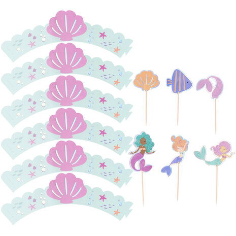 Folat Mermaid Magic Cupcake Decoratie Set | 6 stuks Folat Mermaid Magic Cupcake Decoratie Set | 6 stuks
