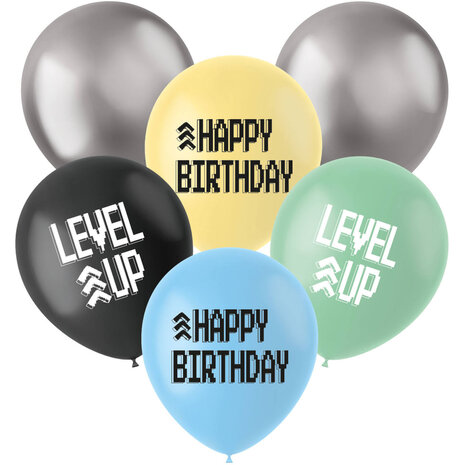 Folat Level Up Game  Ballonnen 33cm | 6 stuks Folat Level Up Game  Ballonnen 33cm | 6 stuks