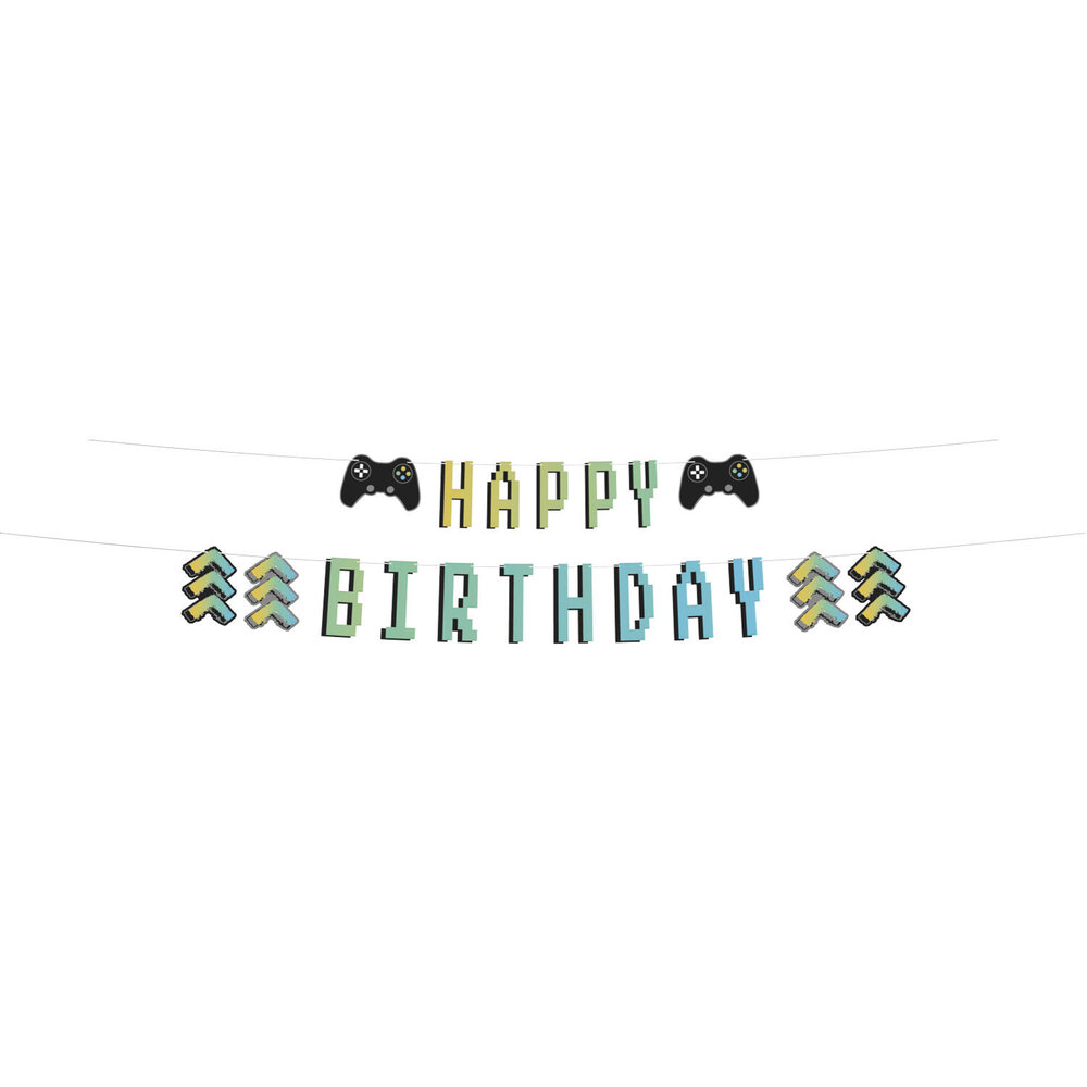 Folat Level Up Game Happy Birthday Letterslinger 1,5mtr | 2-delig Folat Level Up Game Happy Birthday Letterslinger 1,5mtr | 2-delig
