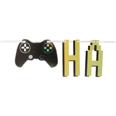 Folat Guirlande de lettres « Joyeux anniversaire » Level Up Game 1,5 m | 2 pièces