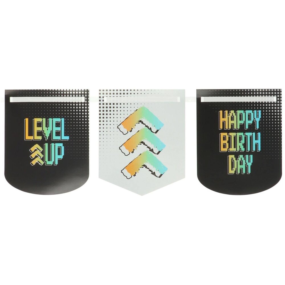 Folat Level Up Spiel-Flaggengirlande 6 Meter | pro Stück