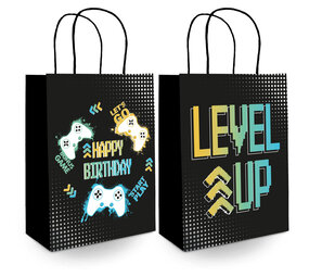 Folat Level Up Spiel-Partytüten 20x27cm | 6 Stück
