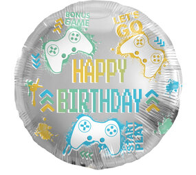 Folat Ballon en aluminium « Joyeux anniversaire gamer » 45 cm | à l’unité