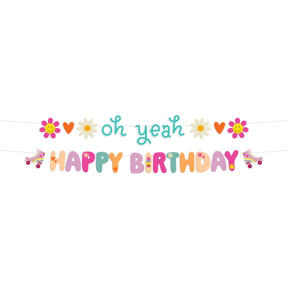 Folat Guirlande de lettres « Joyeux anniversaire » Boho Girlz 1,5 m | 2 pièces